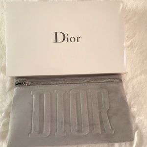 Dior Grey velvet trousse pouch/clutch/cosmetic bag